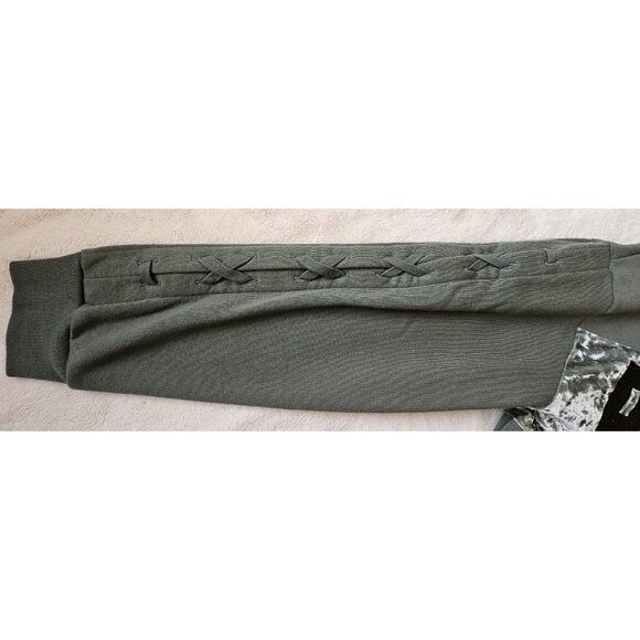 Victoria Secret Fleece Lined Cropped Pullover Sweatshirt Womens M Green Hooded - Picture 5 of 15